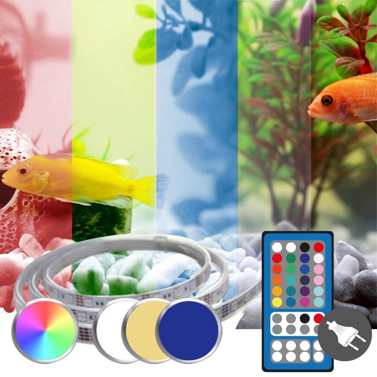 RGB led strip en koud wit strip: 50 - 70 cm complete set
