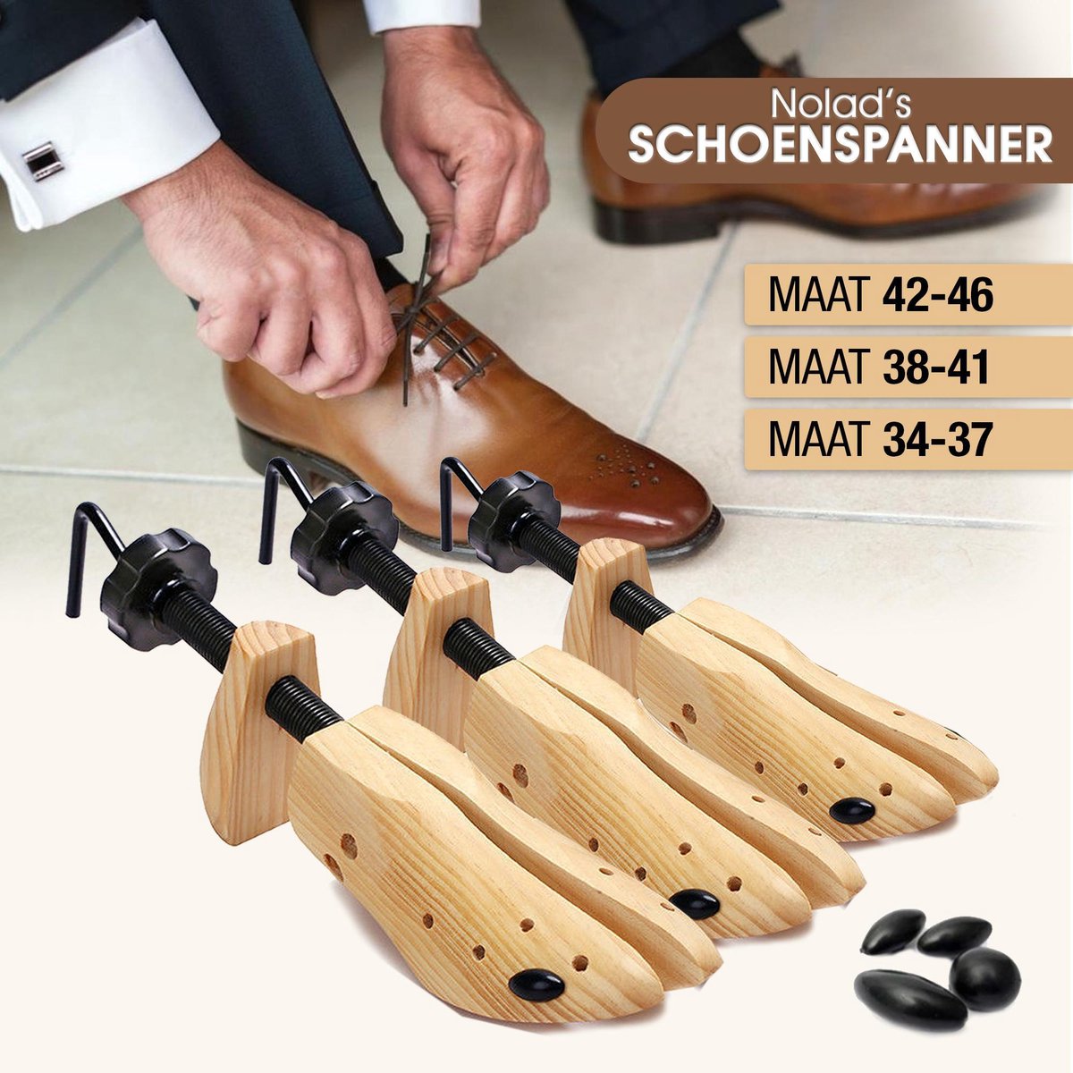 Nolad® schoenspanner - Schoen oprekker heren / schoen oprekker dames - Unisex - Grenen Hout- Maat 38-41
