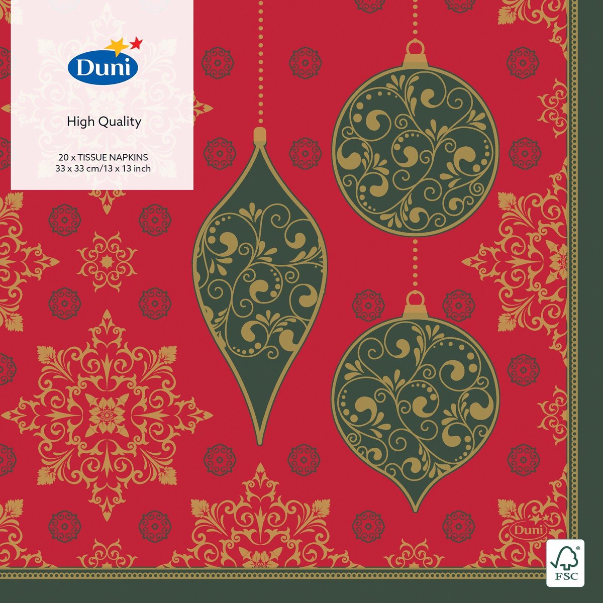 Duni Servetten X-mas Deco 3-laags 33 X 33 Cm Rood 20 Stuks