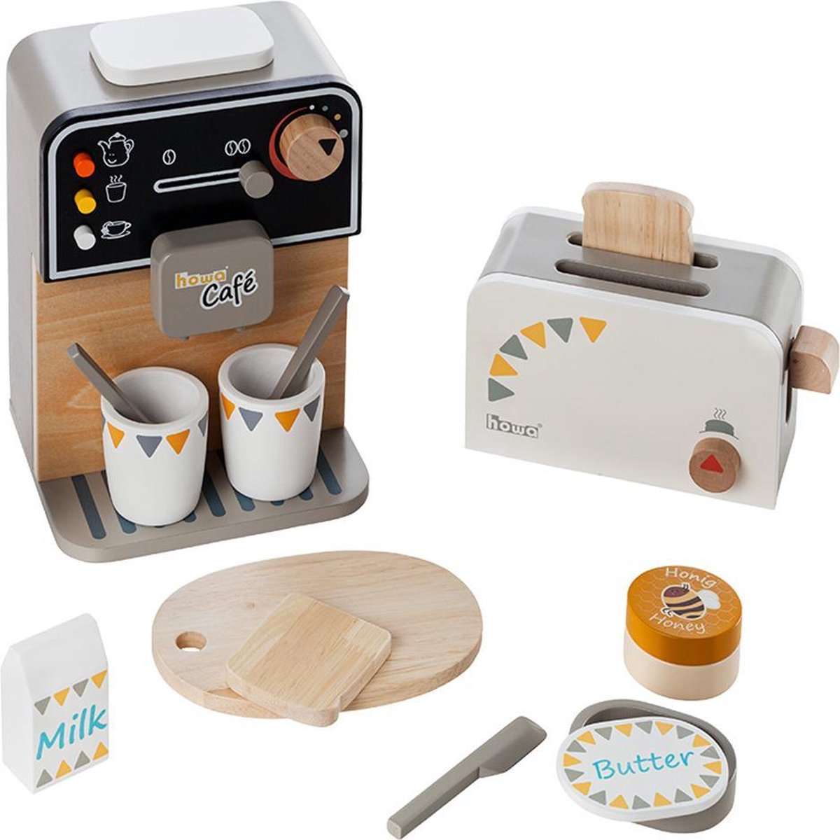 howa Houten Koffiezetapparaat en Broodrooster Speelgoed incl. 13-delige Accessoires 4887