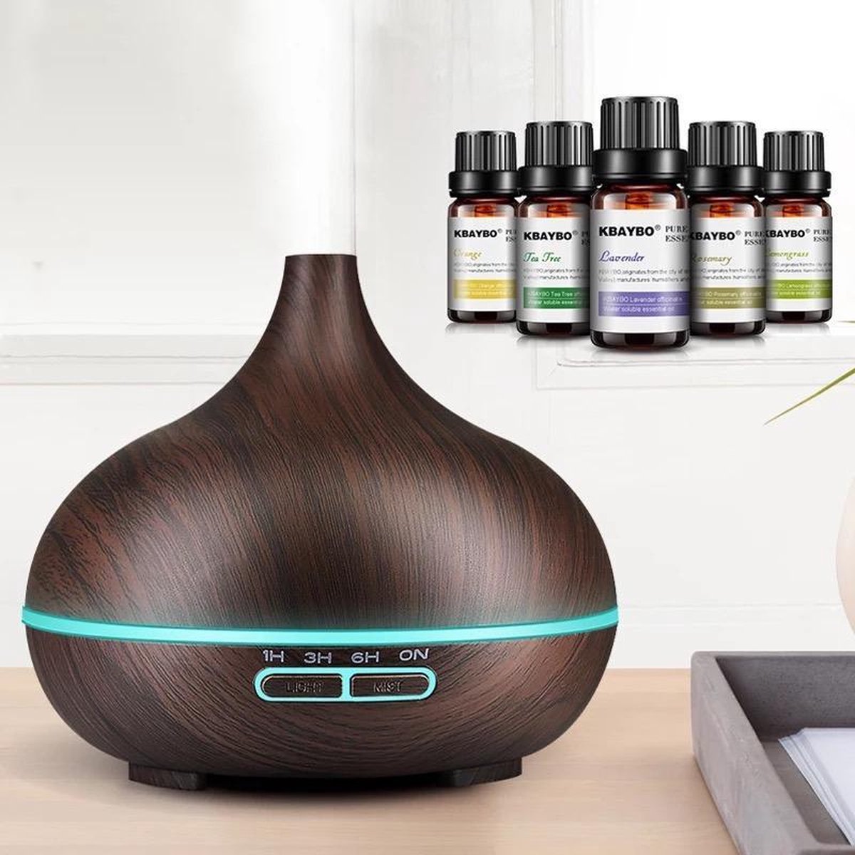LOUZIR HEERLIJKE AROMA diffuser GEUR VERSPREIDER Luchtbevochtiger - Olie Verdamper - Olie Vernevelaar MET LED LICHT -( exclusief oli )ZWART