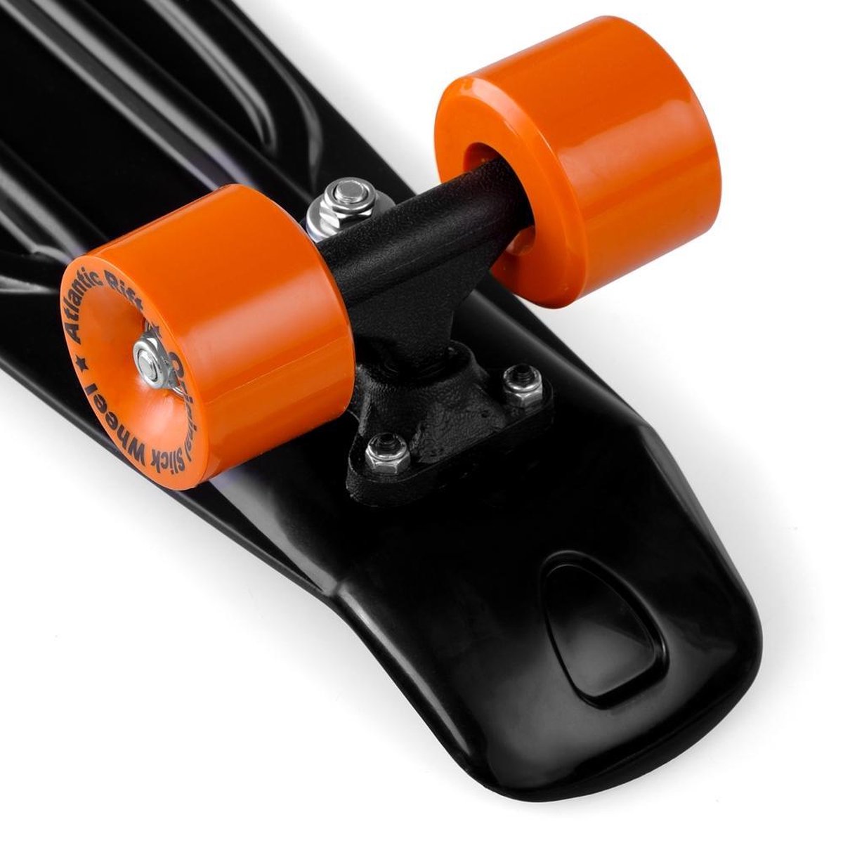Skateboard Retro 57cm - zwart - oranje - tot 100 kg belastbaar