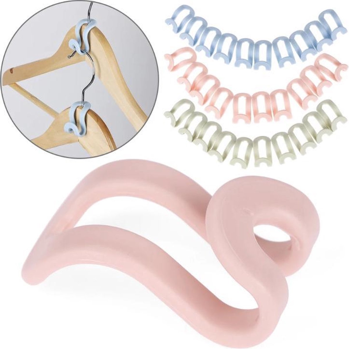 Kleerhangers – 10 stuks – Roze – Meer ruimte in je kledingkast - Klerenhangers – Extra opbergruimte voor kleding – Kunststof – Kleerhanger – Hanger – Kleren ophangen – Kledinghanger