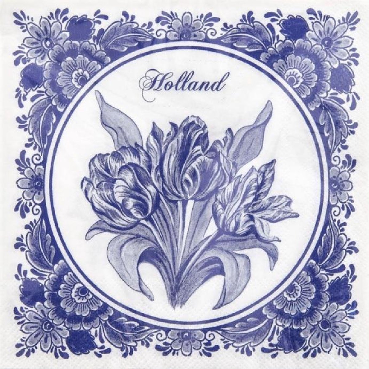 PPD -  servetten - Delfts blauw - tulpen- souvenirs -  33 x 33