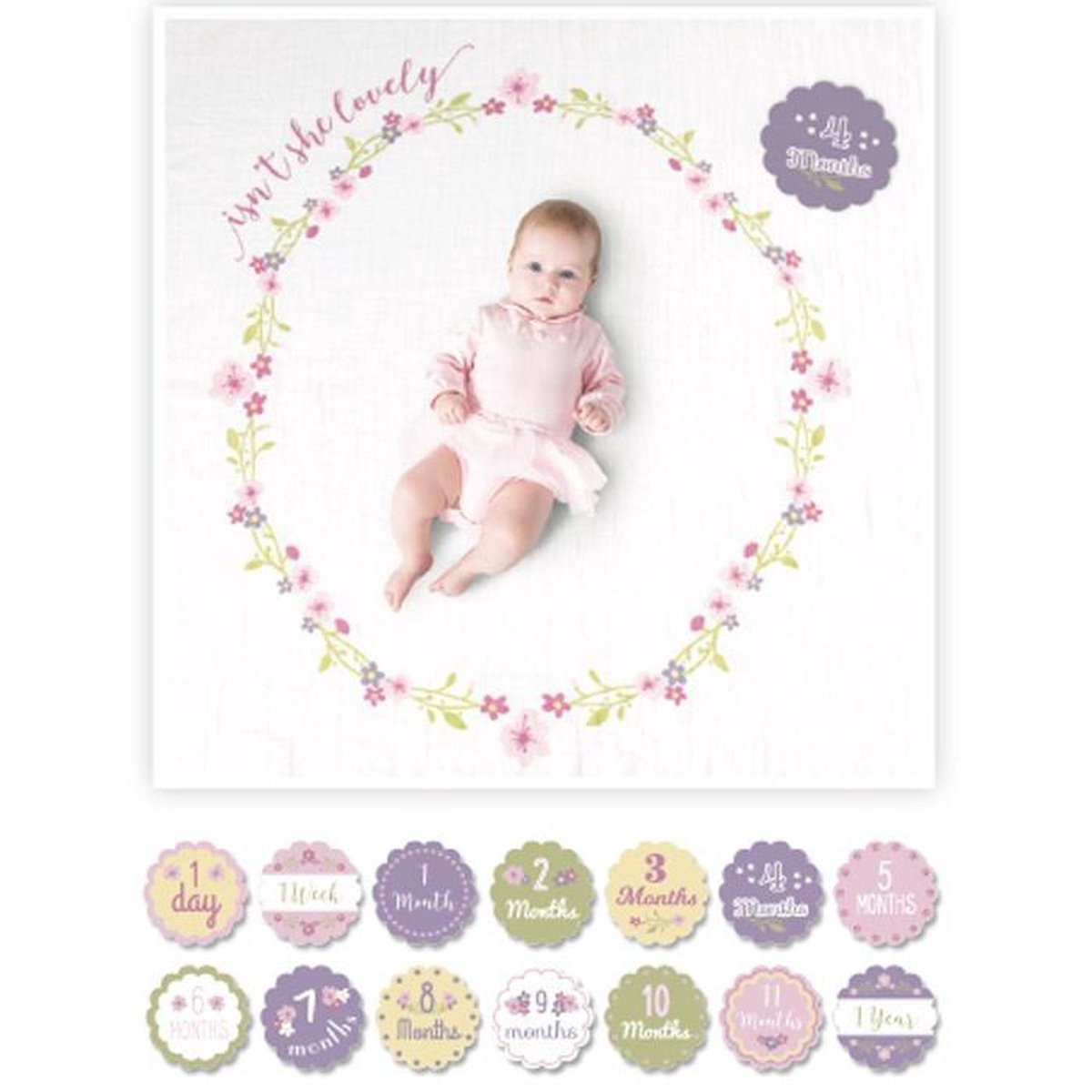 Lulujo Baby's First Year swaddle & cards - Isn't she lovely