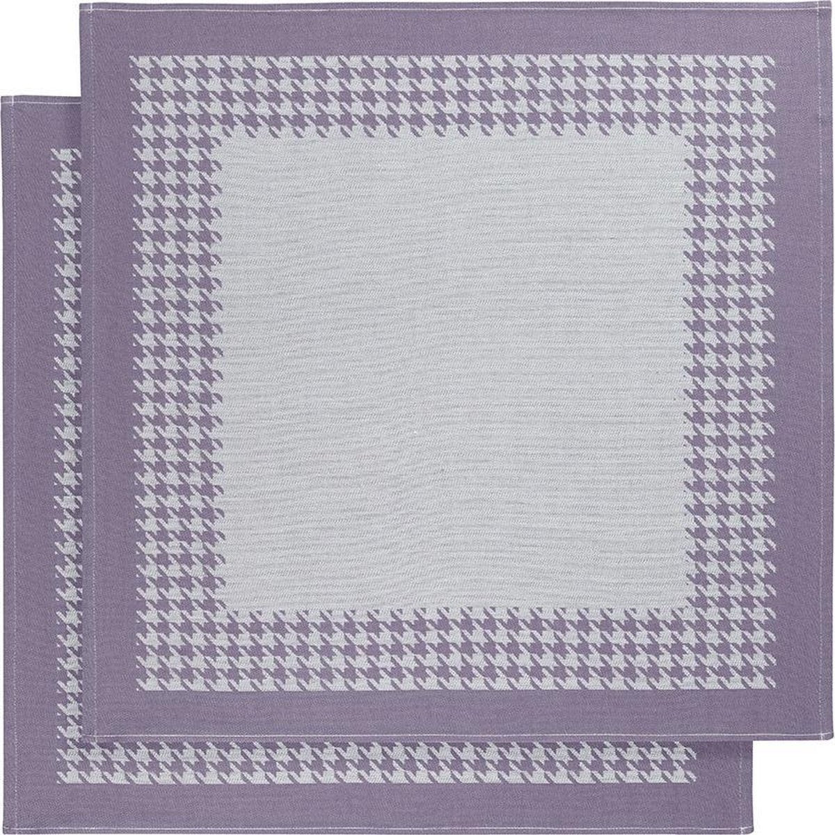 De Witte Lietaer Pied de Poule - Theedoek - 66x66 cm - Set van 2 - Lavender