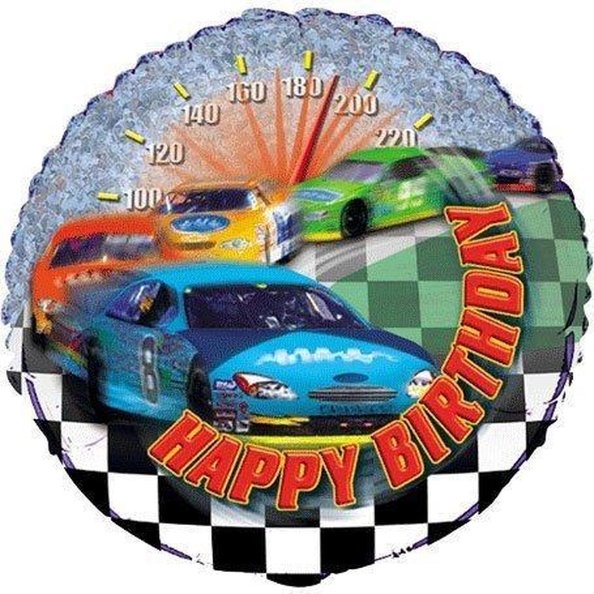 folieballon - racewagen Happy Birthday - 45 cm