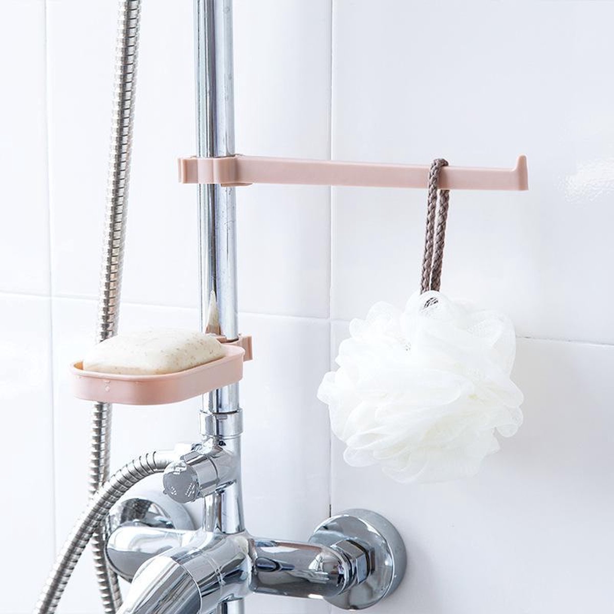 Gootsteen organizer - Kraan - Keuken - Wasbak - Sponshouder - Houder voor spons - plaatsing kraan - Roze