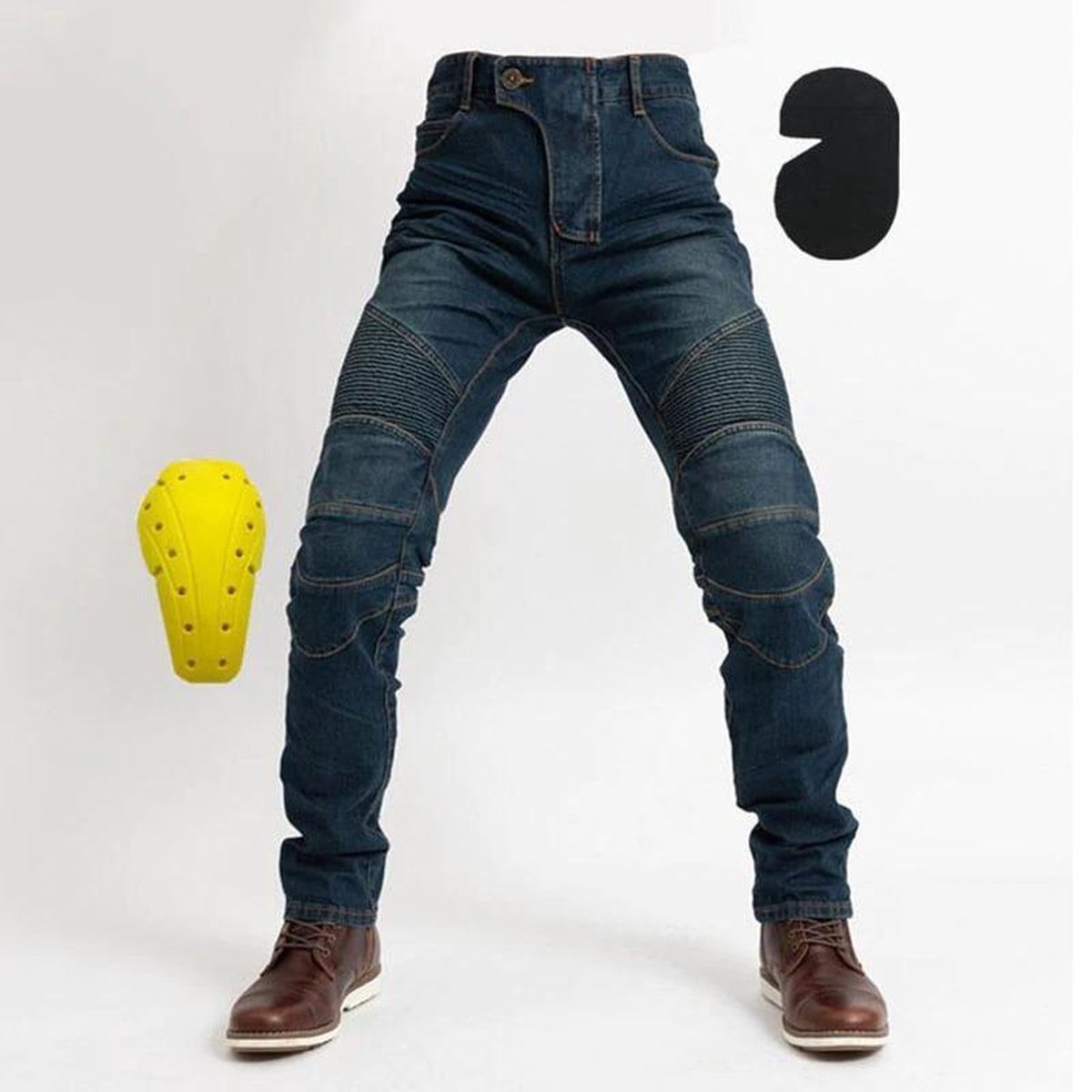 Motorbroek - Jeans - Beschermende Kleding - Kevlar Broek Motor - Inclusief Heup & Knie Pads - Maat 34 (XL)