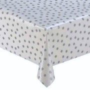 MixMamas Tafelzeil Stippen - 120 x 300 cm - Wit/Zilver