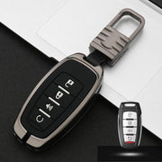 Auto Lichtgevende All-inclusive Zinklegering Sleutel Beschermhoes Sleutel Shell voor Haval D Style Smart 4-knop (Zilver)