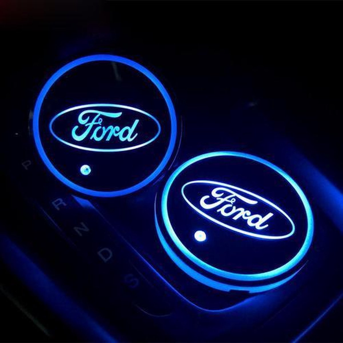 Coole Lichtgevende LED Onderzetters - Bekerhouders - Sfeerverlichting - LED Licht - Interieur Verlichting - 7 Verschillende Kleuren LED - Opladen via USB – Ford