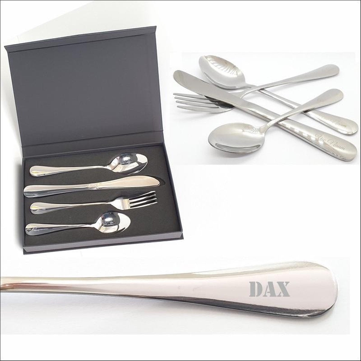Kinderbestek RVS Met Stoere Naam Gravering -  Dax
