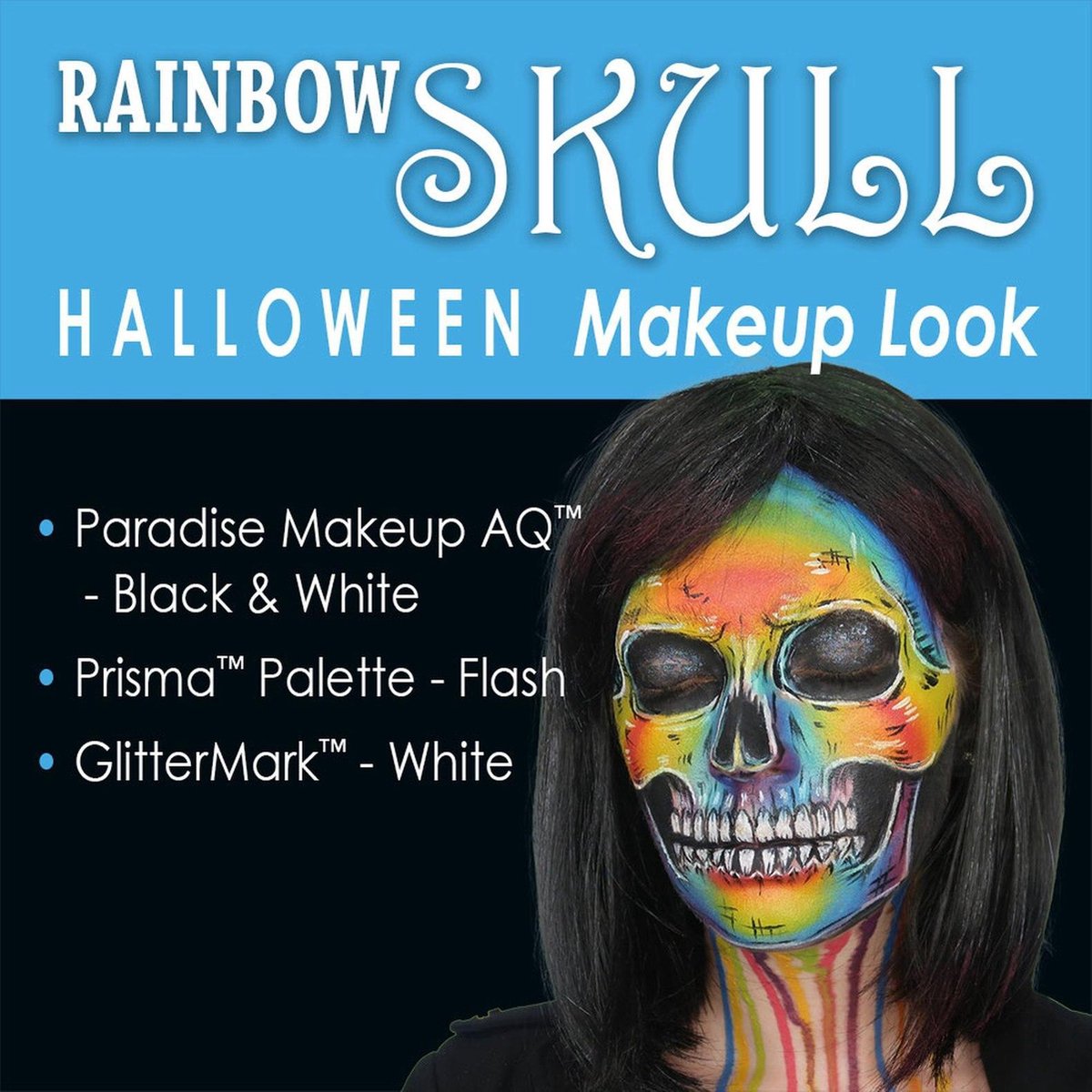 Halloween 2020 Complete Schmink Kit - Rainbow Skiull (met stap-voor-stap instructiefilmpje)
