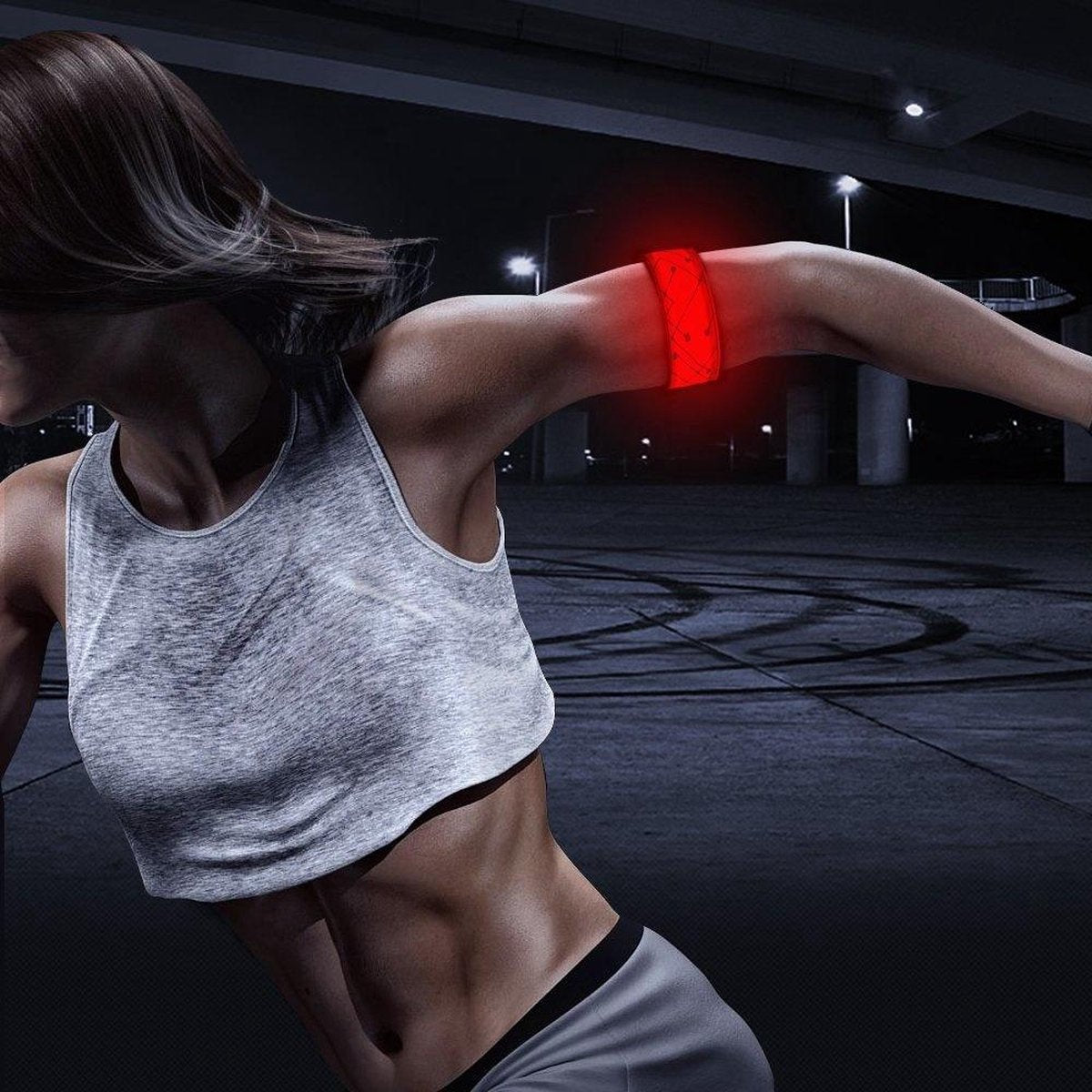 Reflecterende rode LED-strip armband met patronen