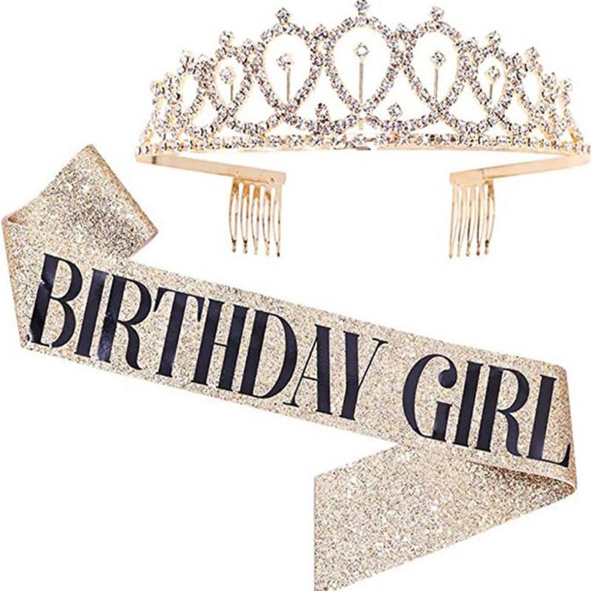 TDR - Verjaardag Sjerp en Tiara - Met text "Birthday  Girl "  goud