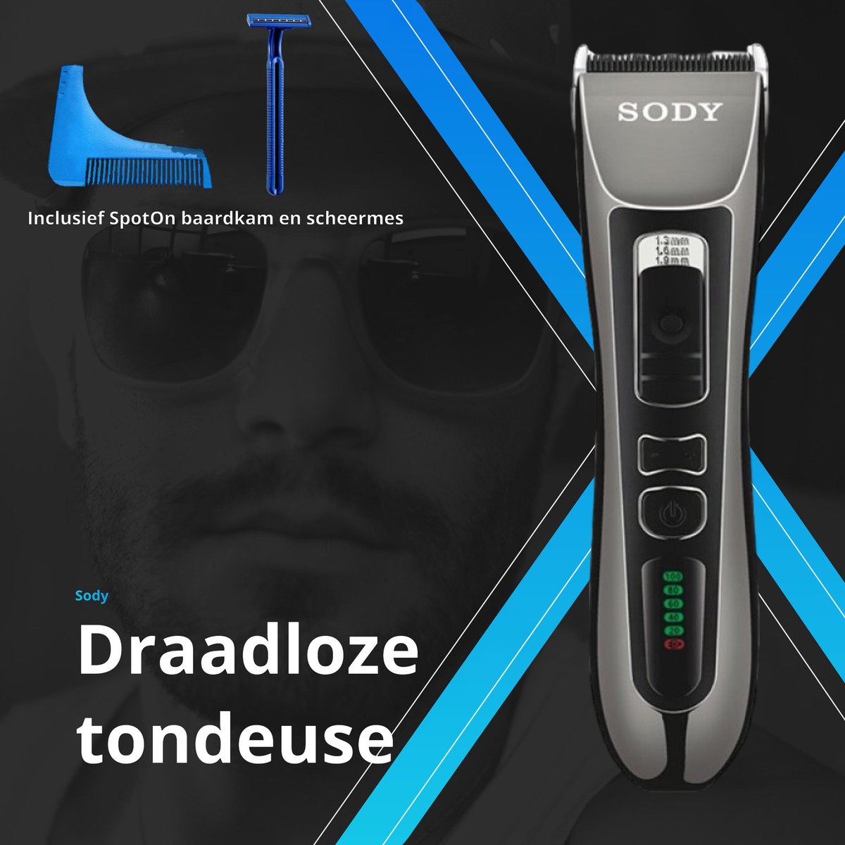 Sody - Tondeuse Set - Inclusief baardkam en scheermes
