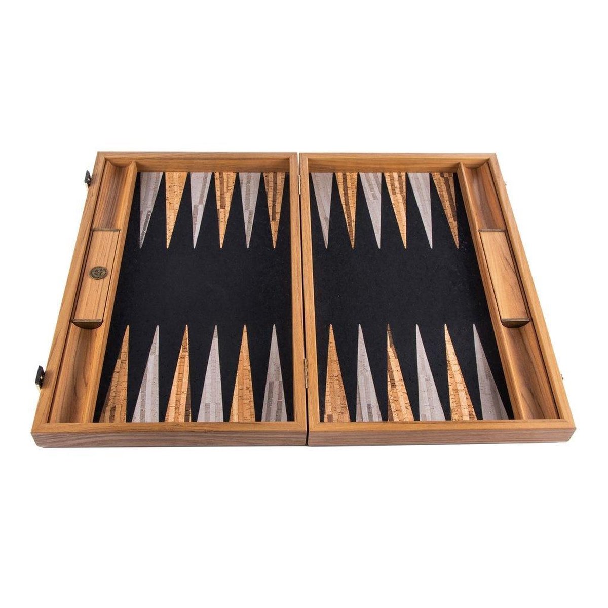 Natuur-Kurk Backgammon spel met Olijfhouten stenen - 38x23cm -> 38x46cm in Kist Top Kwaliteit Klasse en Geweldig