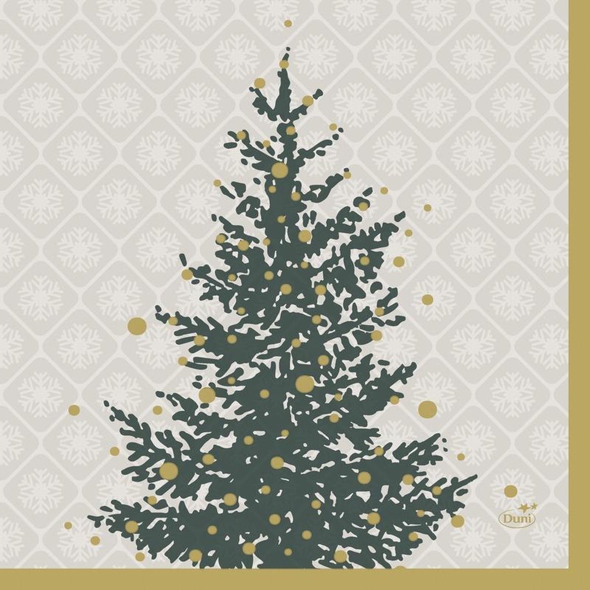 20x Kerst servetten grijs/goud kerstbomen 24 x 24 cm - Kerstdiner tafeldecoratie versieringen