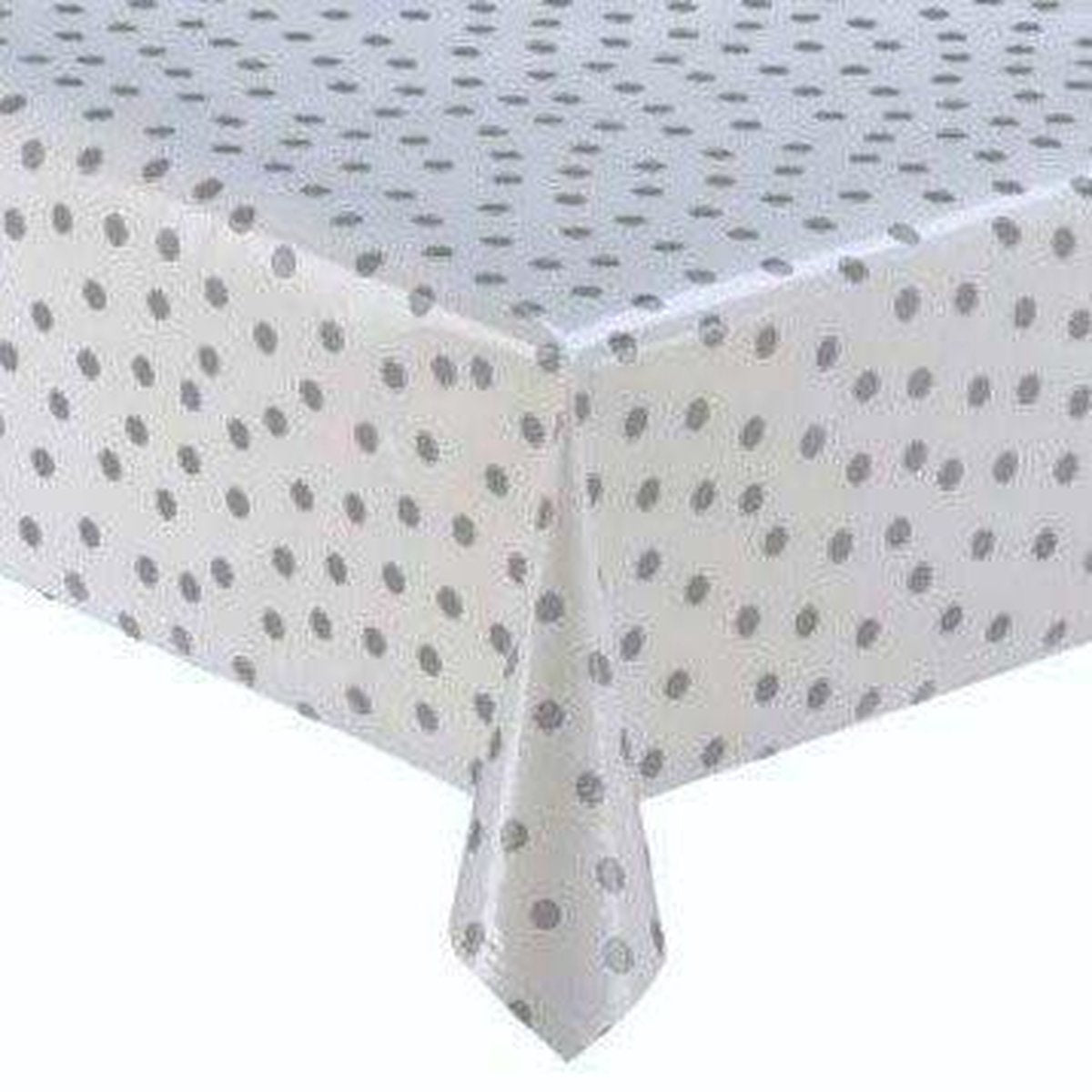 MixMamas Tafelzeil Stippen - 120 x 220 cm - Wit / Zilver