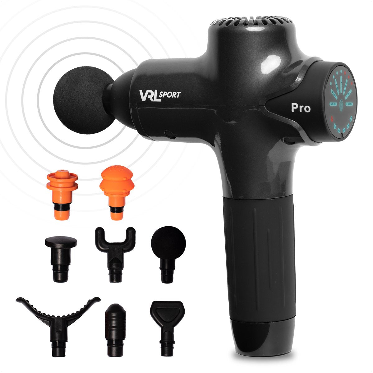 VRL Professioneel Massage Gun / Pistool - Krachtig Massage Apparaat - 8 Massagekoppen - 7 Standen - Incl. Draagtas