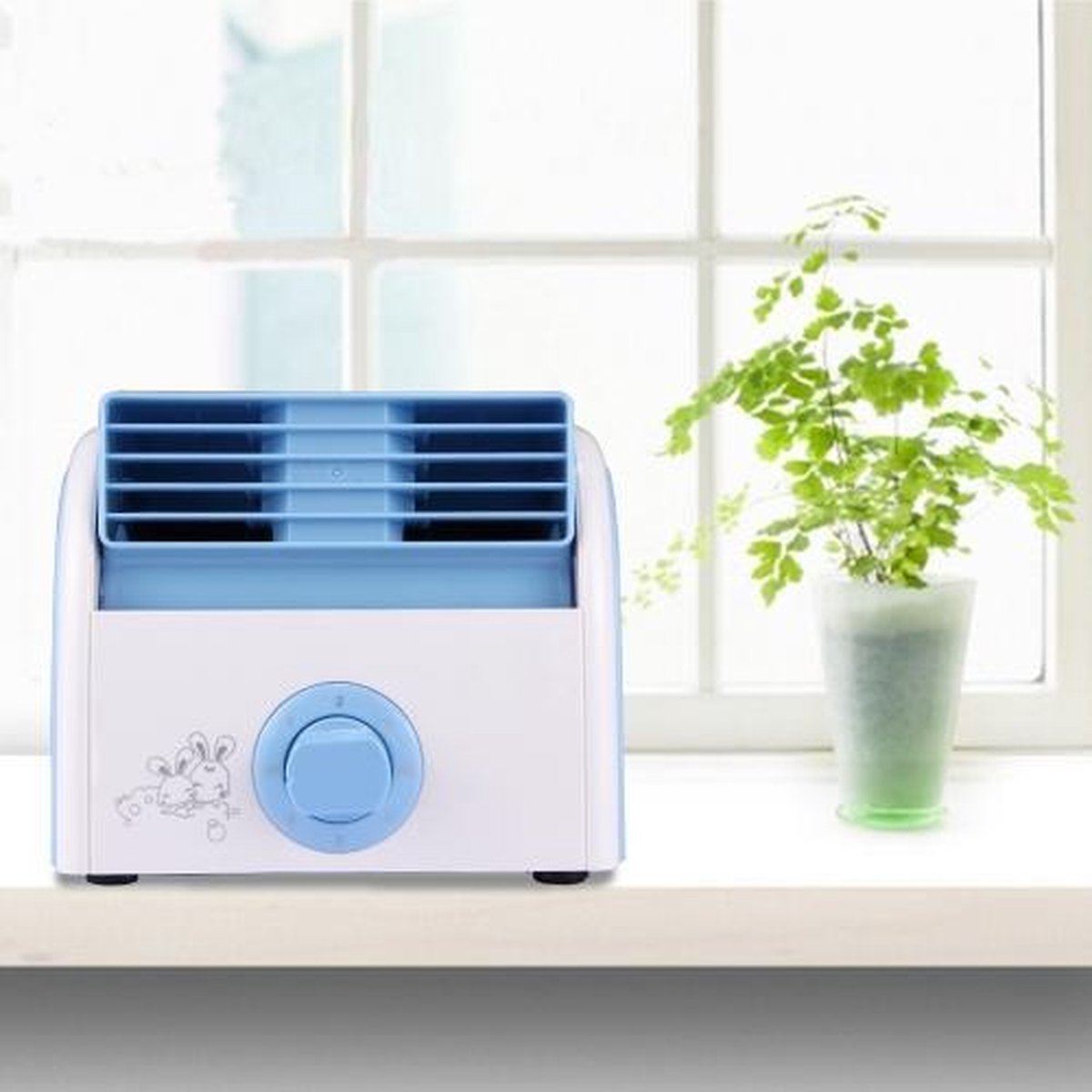 30 W turbine geen blad mini desktop mute ventilator voor slaapzaal / slaapkamer / woonkamer / kantoor