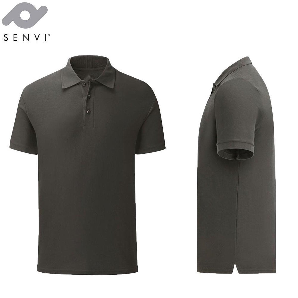 Senvi - Fit Polo - Getailleerd - Maat XXXL (3XL) - Kleur Antraciet - (Zacht aanvoelend)