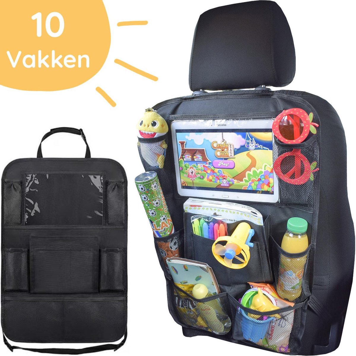 Kazos Autostoel Organizer met Tablet Houder - Universele Autostoel Beschermer - Autostoel Hoes voor Kinderen