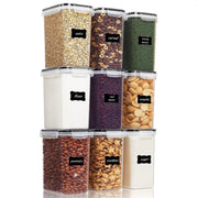 SensaHome Voorraadpotten - 1.6 Liter  - Set van 9 – Lucht en waterdicht – Transparant/Doorzichtig - BPA-vrij – Stapelbaar - Vaatwasserbestendig