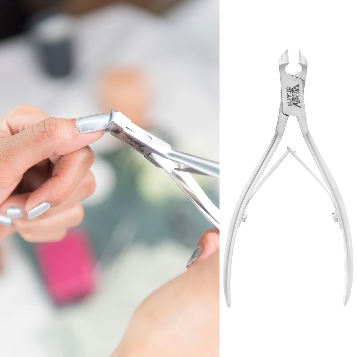 BeautyTools INOX Nagelknipper/Nageltang Voor Ingegroeide Nagels En Kalknagels - Dwarssnittang (Kopknipper) - 10 mm Gebogen Bek (NN-0126)
