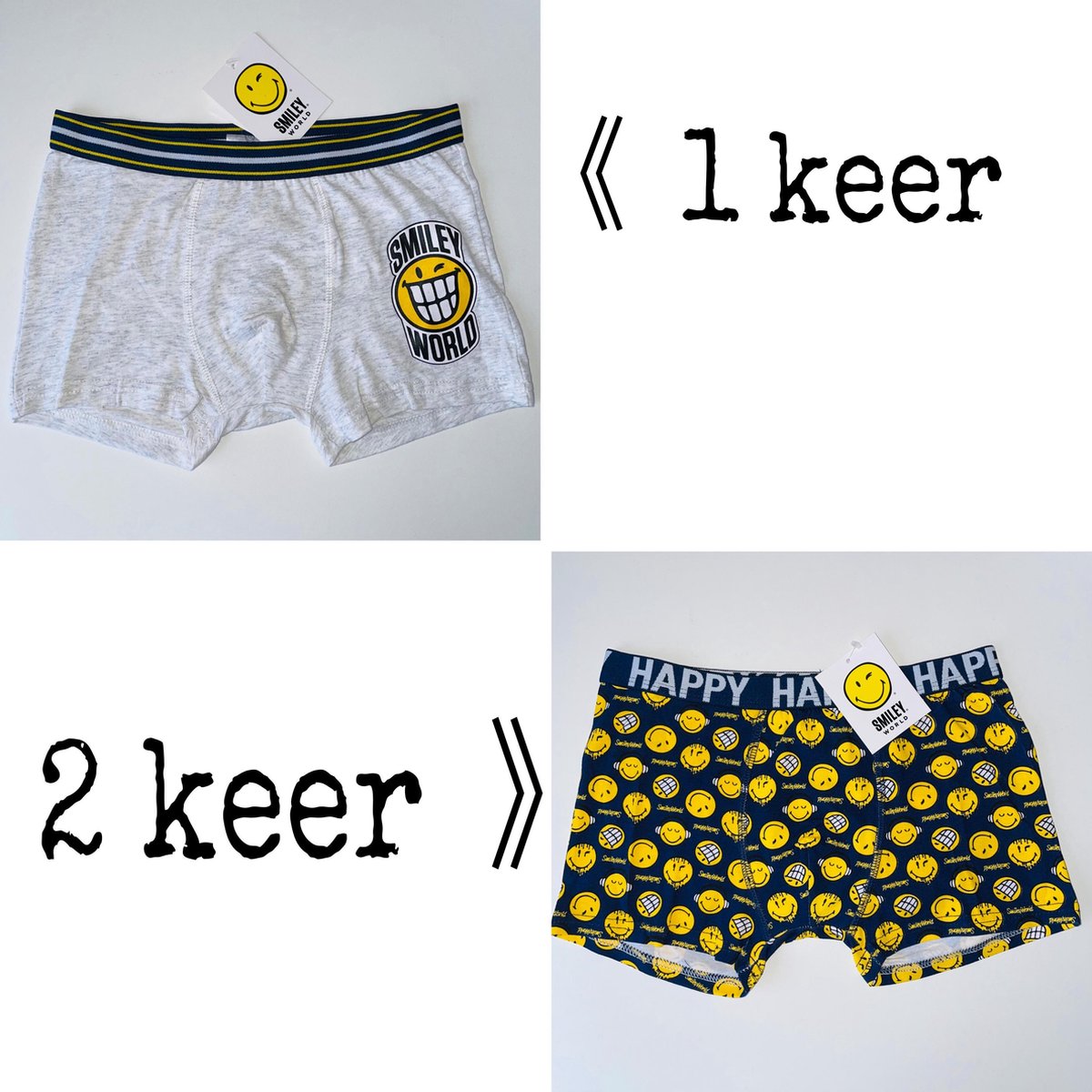 Smiley Kinder Boxershort 3-pak Maat 134/140