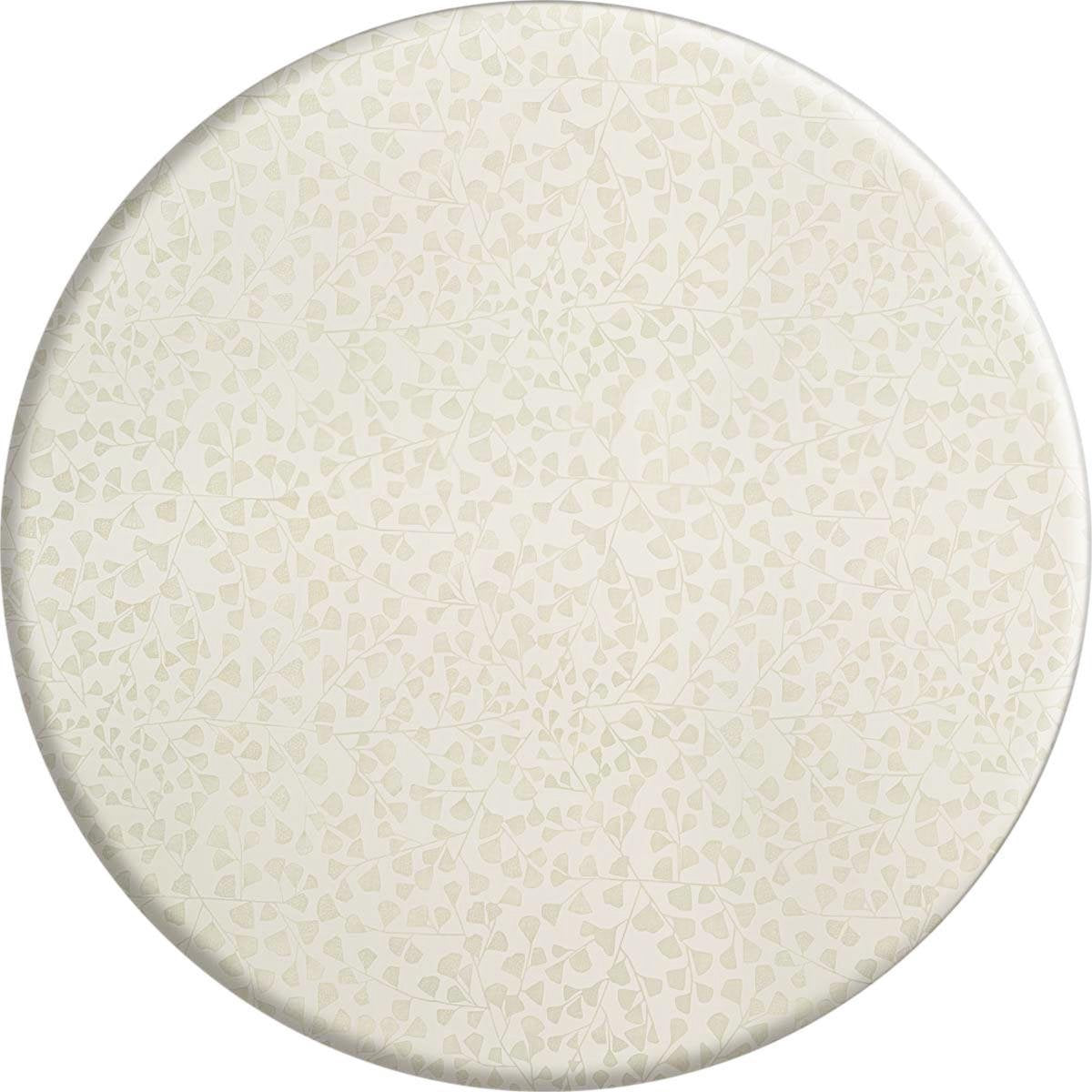 MixMamas Rond Tafelkleed Gecoat - Ø 160 cm - Blaadjes Wit/Goud