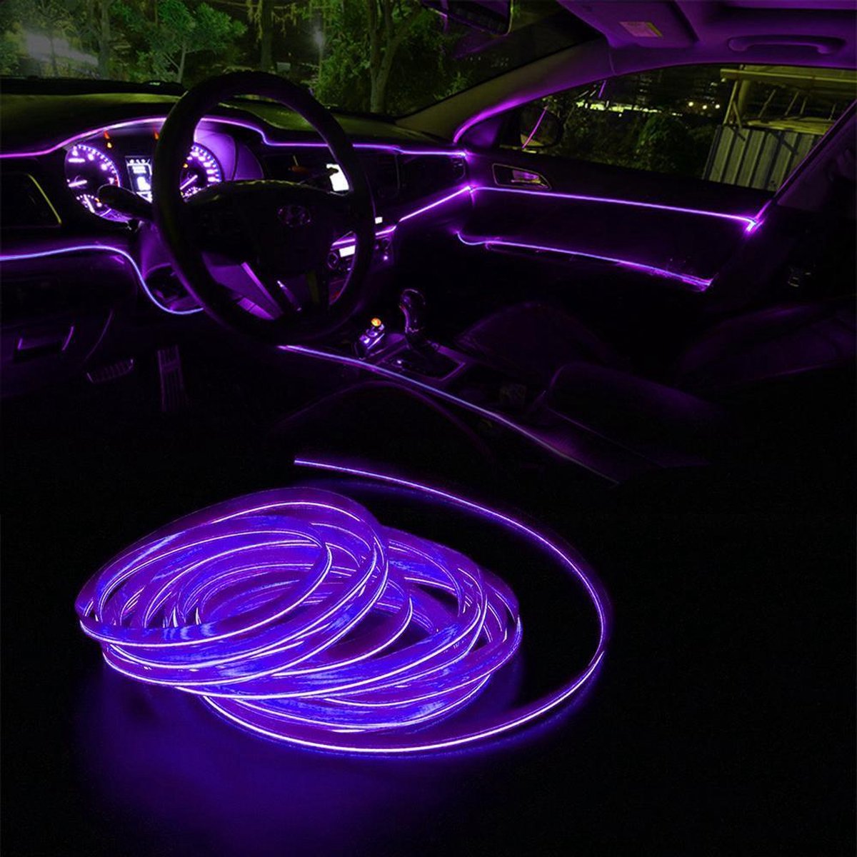 LED strip -- EL Wire -- 5 Meter -- Auto interieur verlichting -- Paars -- USB Aansluiting