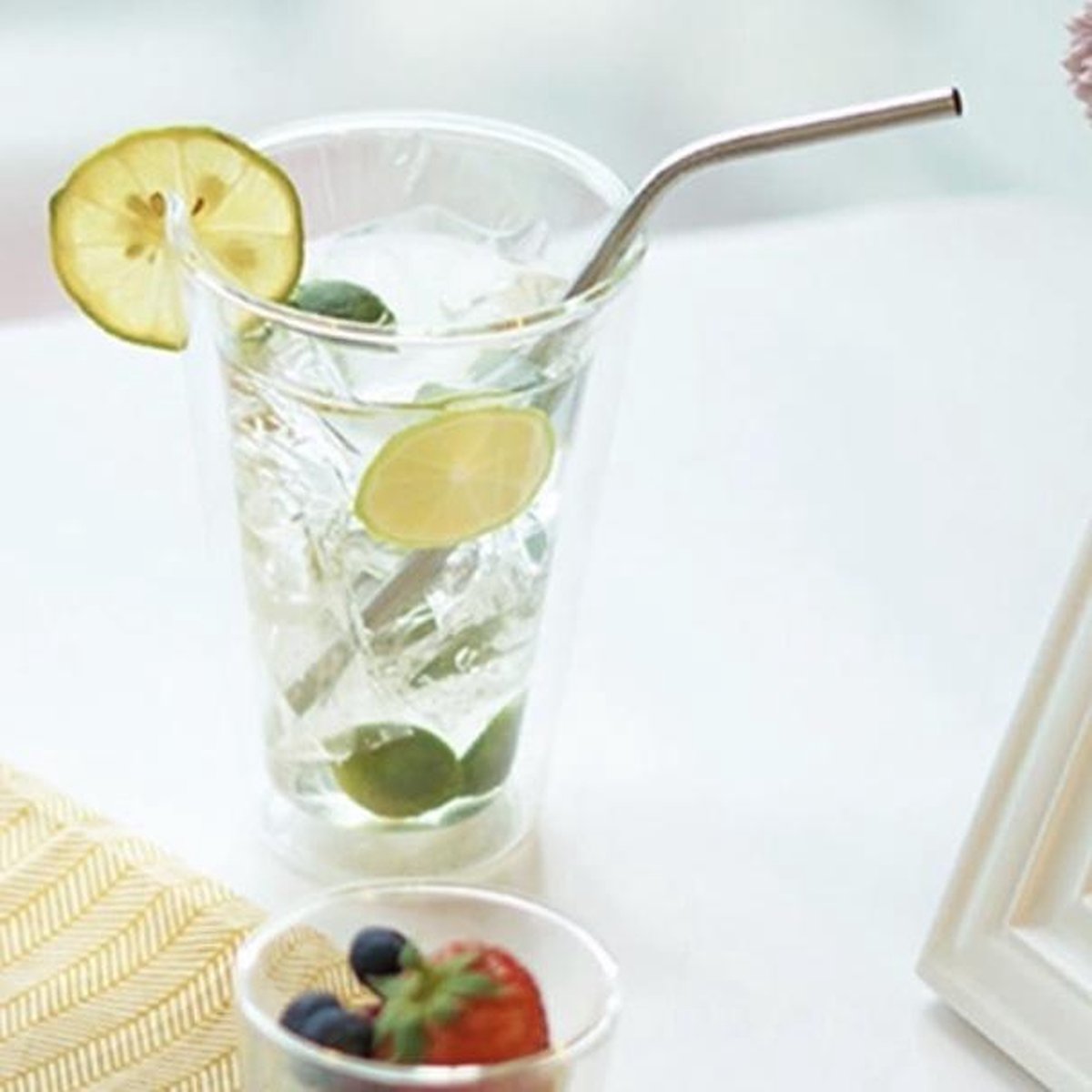 RVS/Stalen Drink Rietjes Gebogen van Versteeg® - Hoge kwaliteit - Set: 4-stuks - Inclusief Schoonmaak Borstel - Herbruikbaar - Ideaal voor Smoothies en Cocktails