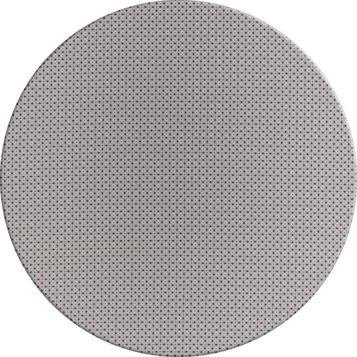 MixMamas Rond Tafelkleed Gecoat - Ø 140 cm – Rondjes en Vierkantjes – Grijs
