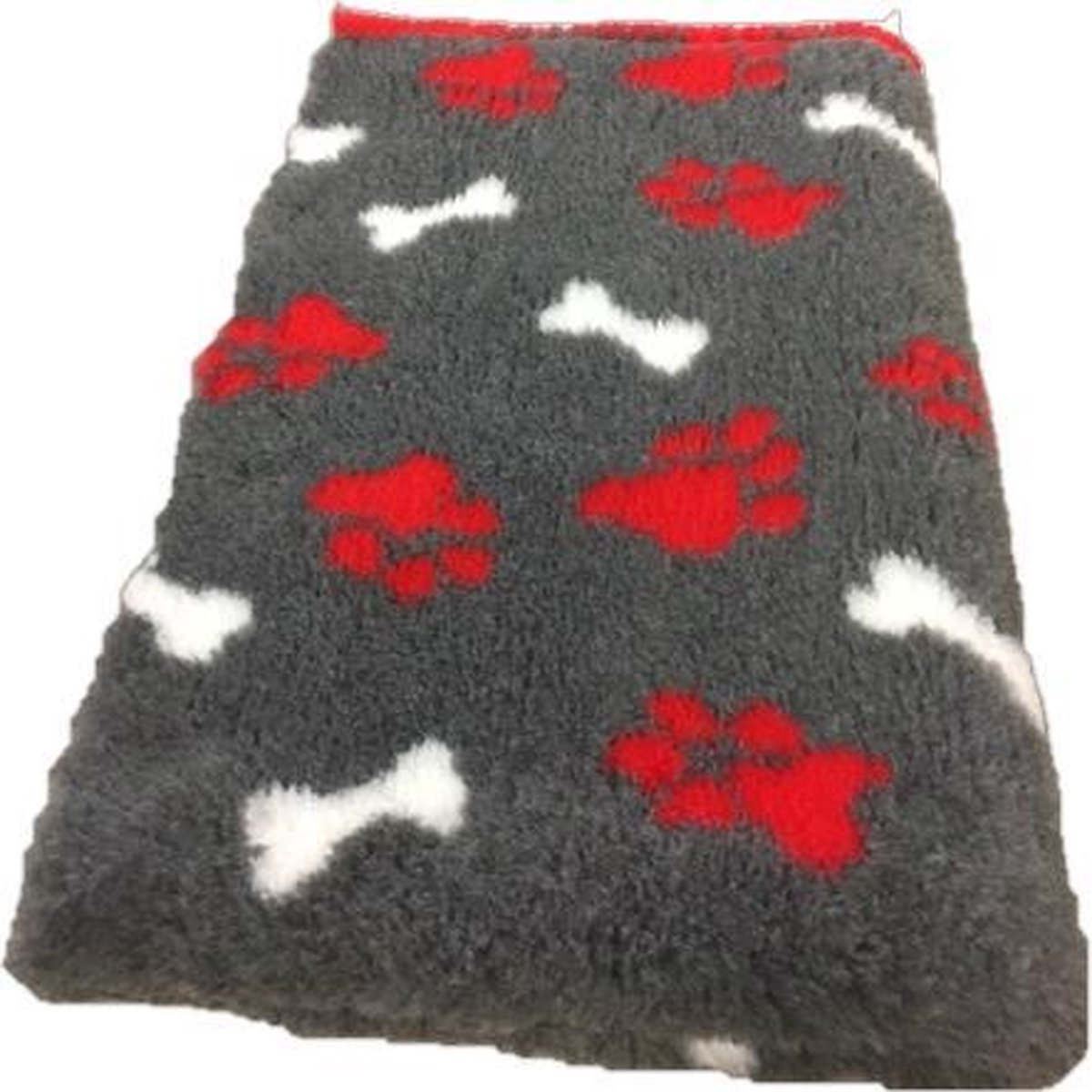 Vetbed - Antraciet rode pootjes witte botjes - latex anti-slip. Rol van 10Meter