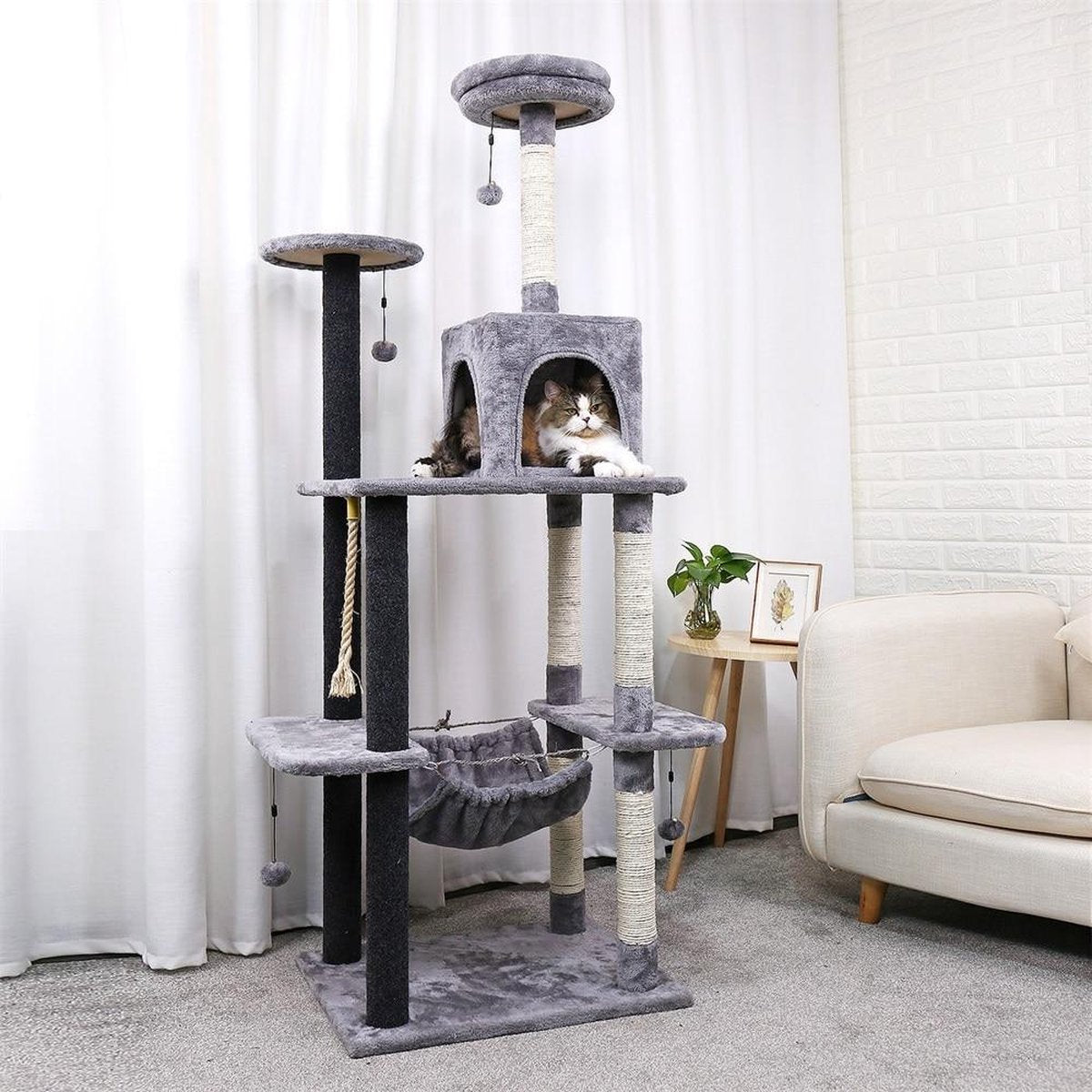 Baymate Huisdier Krabpaal Toren Condo Huis Krabpaal Speelgoed voor Kat Kitten Kat Springen Speelgoed met Ladder Spelen Boom AMT0005GY