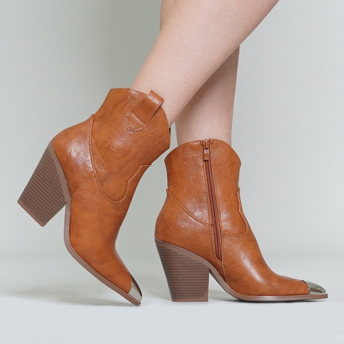 Cowboy boots camel met zilveren neus 40 / Camel