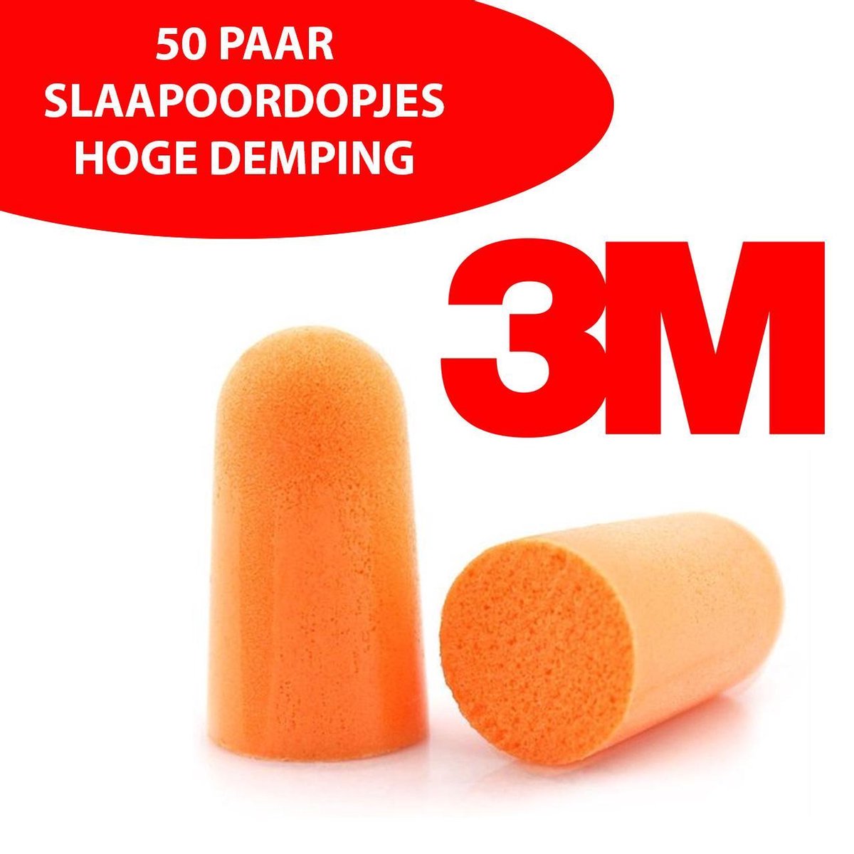 50 PAAR - 3M Slaapoordoppen - Hoge demping - 3M 1100 - Oordopjes om comfortabel mee te slapen