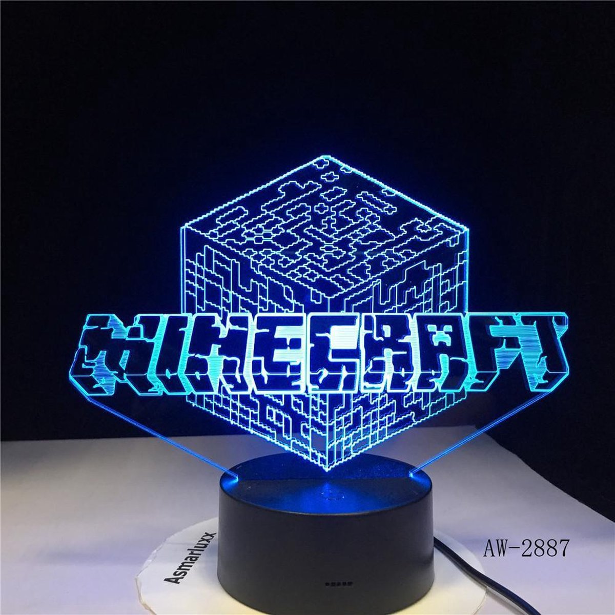 Minecraft knuffel logo 3D Led - 7 Kleuren - Leuker Cadeau dan Pluche/knuffel - 20 cm - Minecraft Nachtlampje - Speelgoed voor kinderen - Nachtlampje voor kinderen