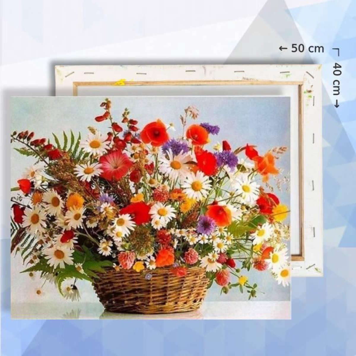 Schilderen op nummer pakket Veldbloemen in mand 40 x 50 cm  - met frame