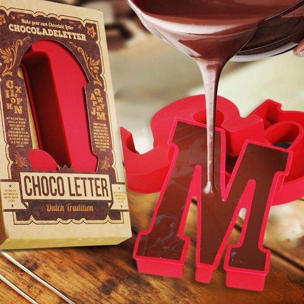 MikaMax - Chocoladeletter Mallen - Siliconen Mal - D - Rood