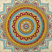 borduurpakket met kralen/parels  MANDALA 2 - Wonderland - opgespannen op hout - 30 x 30 cm
