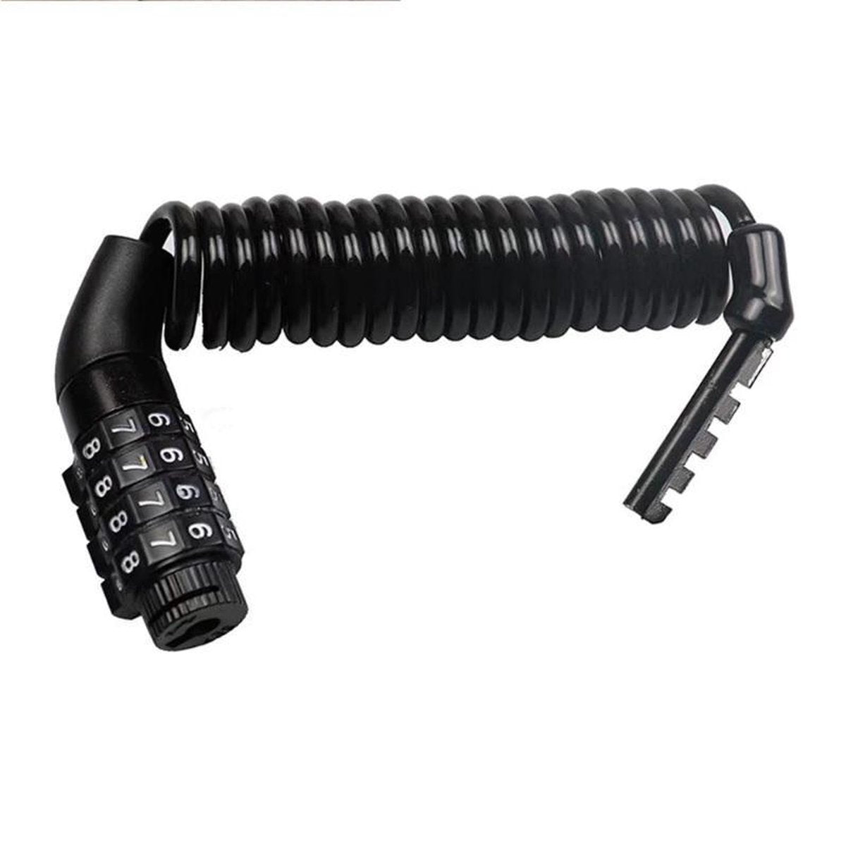 BikerVibes - zwart draagbaar helmslot -  4 cijferslot met telescopische kabel met staaldraad tot 1.5 Meter