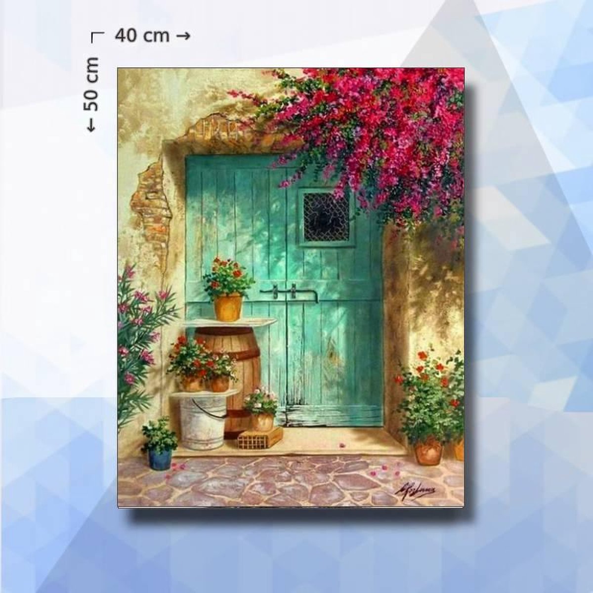 Diamond Painting pakket Blauwe Deur - ronde steentjes - 40 x 50 cm