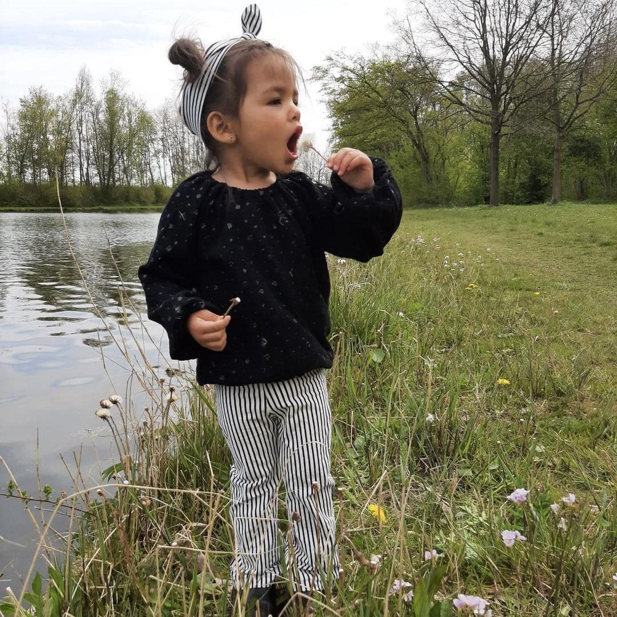 tinymoon Meisjes Blouse Metallic Flakes – model Balloon – Zwart  – Maat 86/92