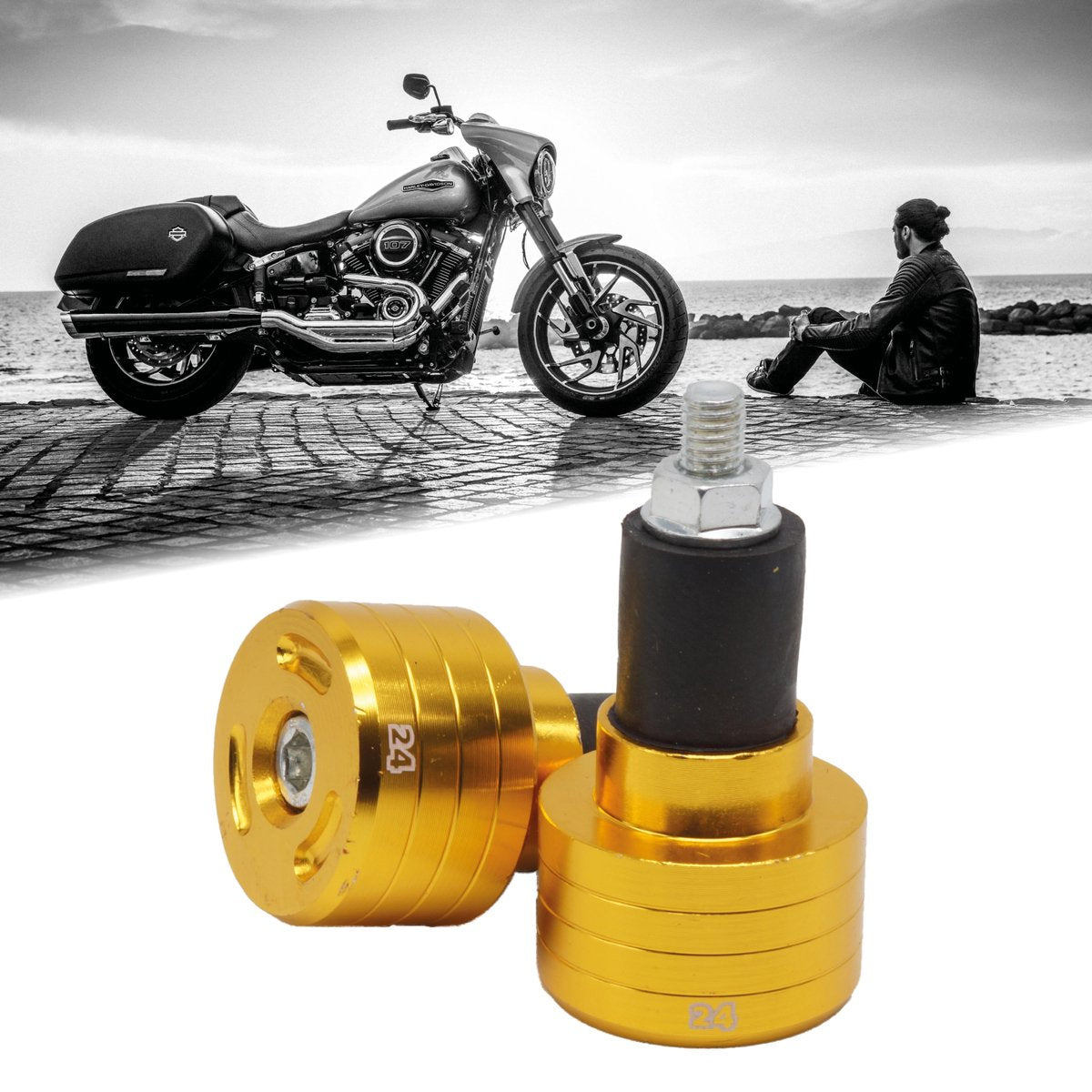 Motor24™ stuurgewicht motorfiets goud - Voorkomt trillingen - Bar-end - Stuureind Motor Scooter