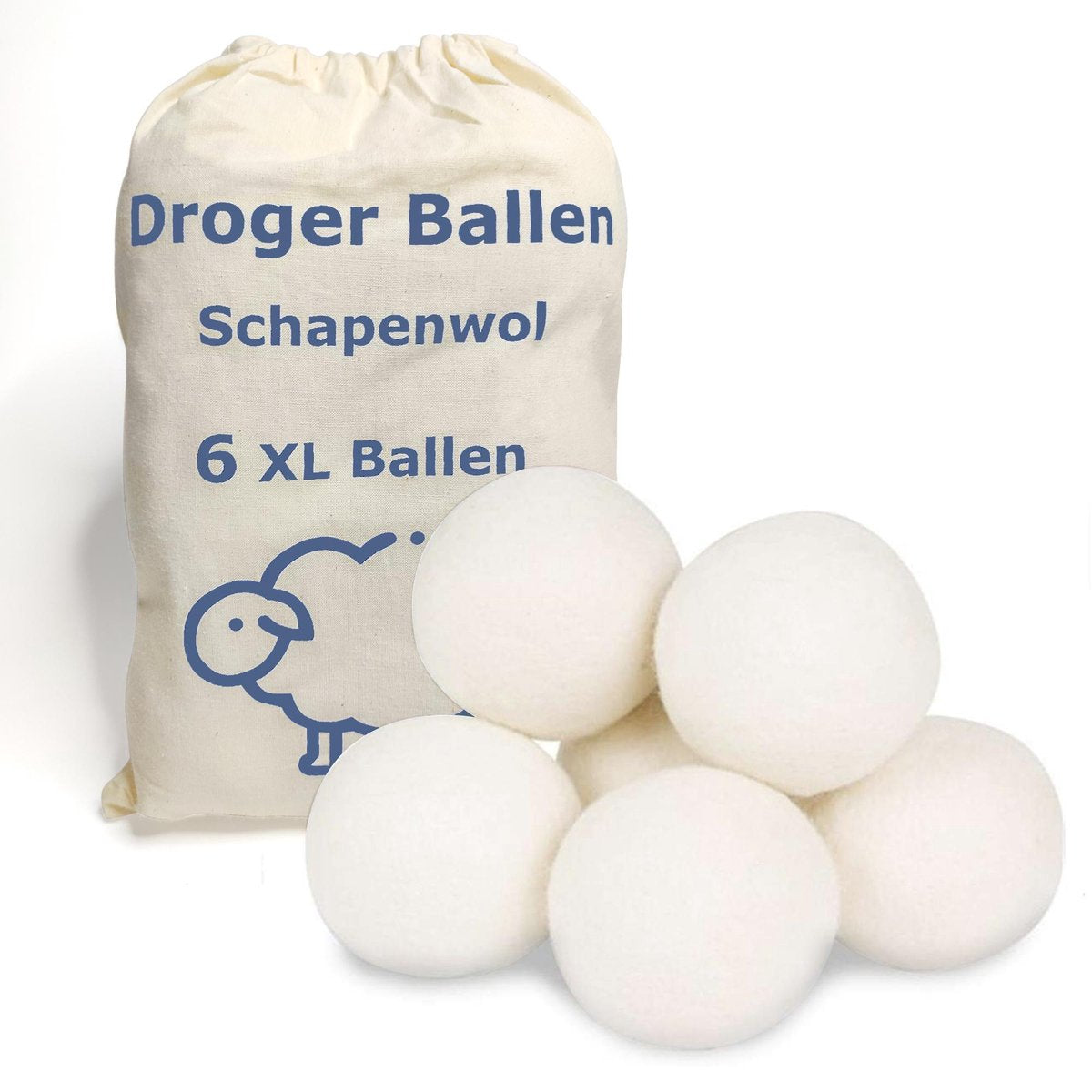 Xenium - Wasbol - 6 XL ballen - 100% Wol - Wit
