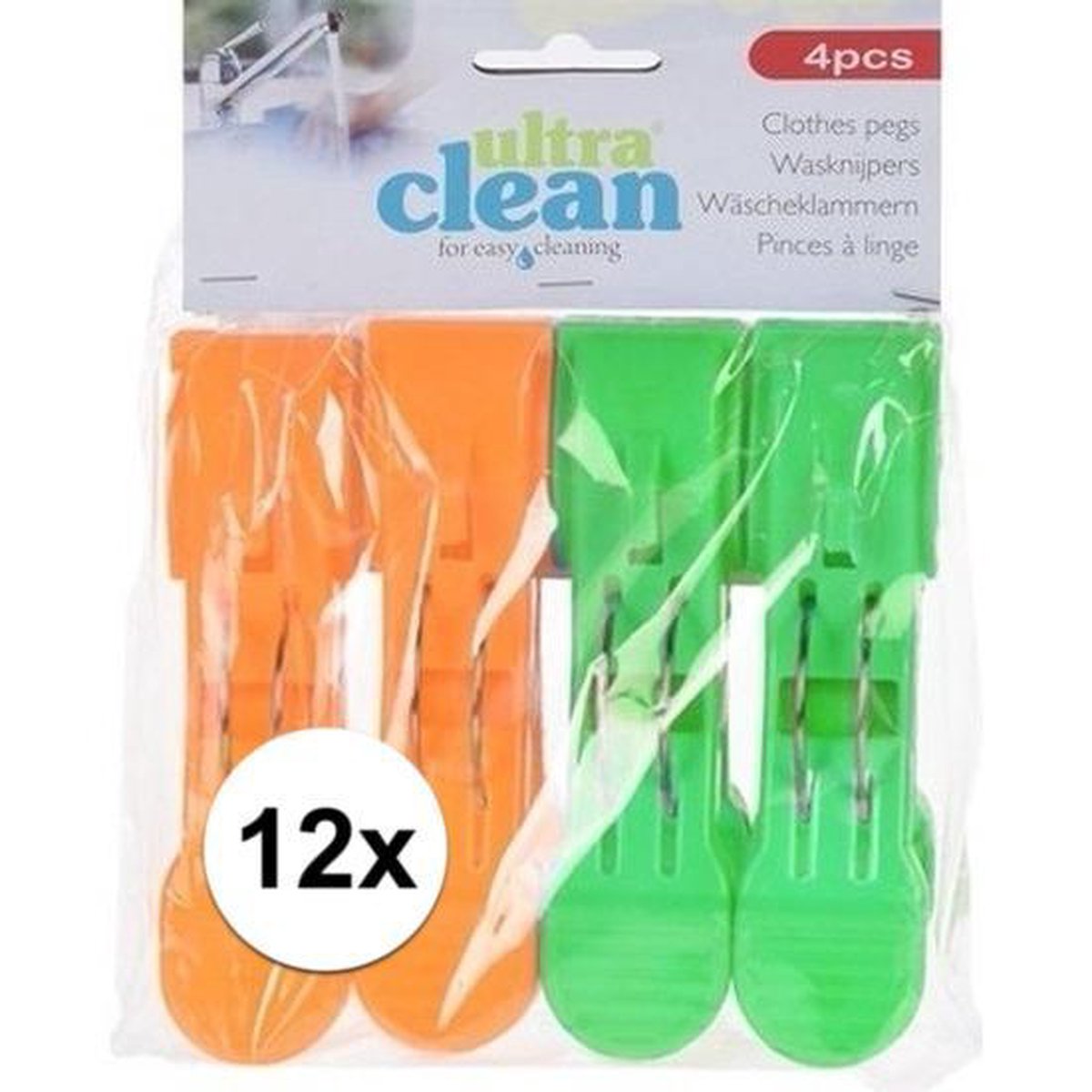 12x Oranje en groene handdoek knijpers 13cm
