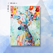 Diamond Painting Pakket Kleurig Hert Met Bloemen - ronde steentjes - 40 x 50 cm